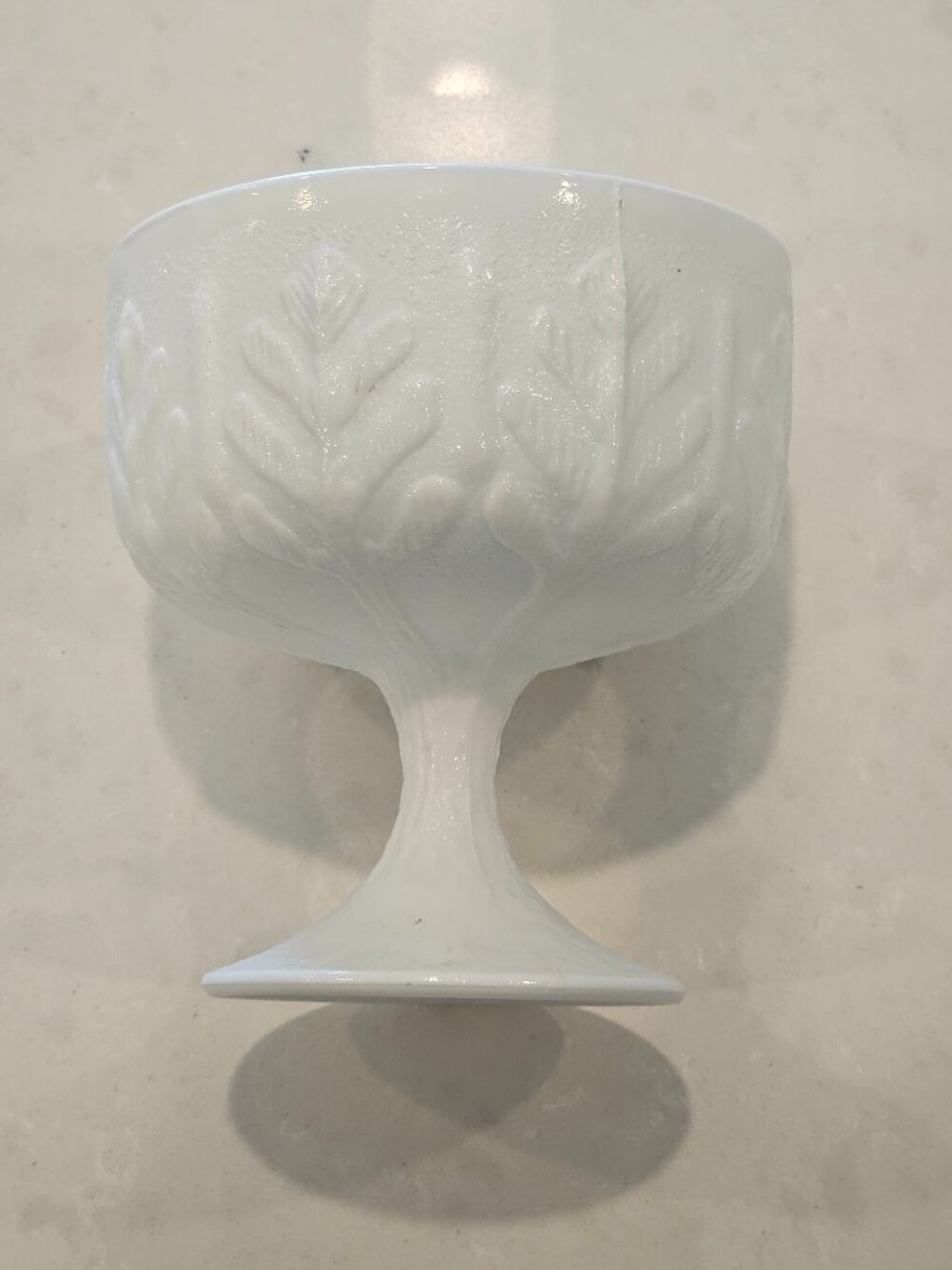 FTD Vintage Oak Leaf Milk Glass Vase - White